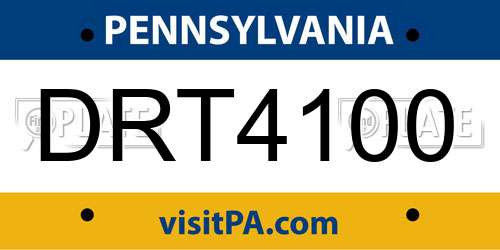 DRT4100 Pennsylvania License Plate