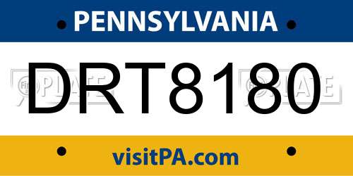 DRT8180 Pennsylvania License Plate