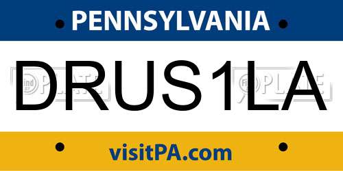 DRUS1LA Pennsylvania License Plate