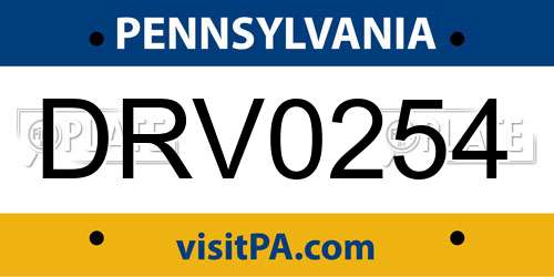 DRV0254 Pennsylvania License Plate