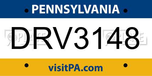 DRV3148 Pennsylvania License Plate