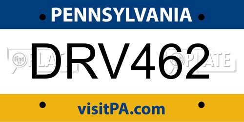 DRV462 Pennsylvania License Plate