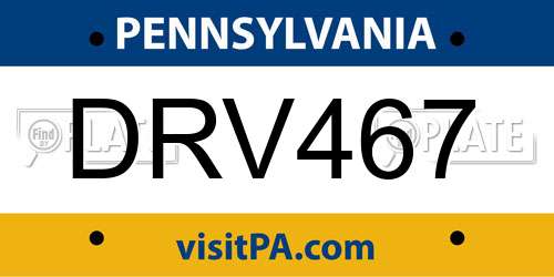 DRV467 Pennsylvania License Plate