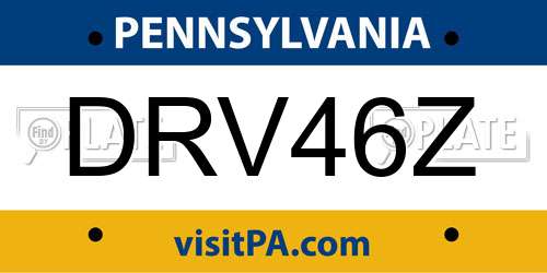 DRV46Z Pennsylvania License Plate