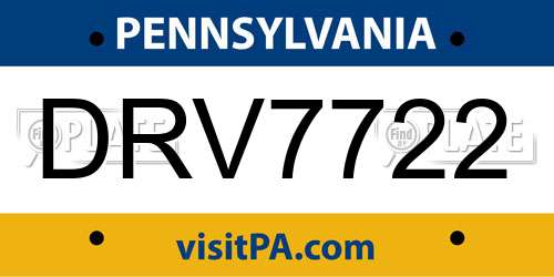 DRV7722 Pennsylvania License Plate