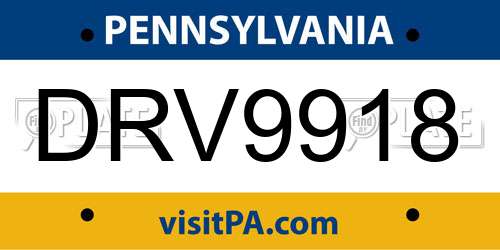 DRV9918 Pennsylvania License Plate