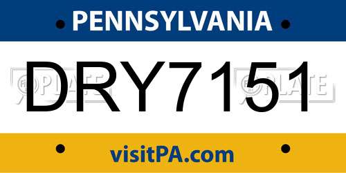 DRY7151 Pennsylvania License Plate