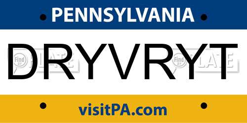 DRYVRYT Pennsylvania License Plate