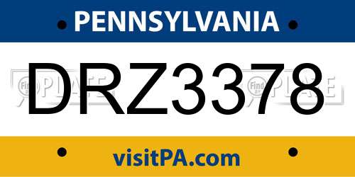 DRZ3378 Pennsylvania License Plate
