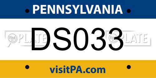 DS033 Pennsylvania License Plate