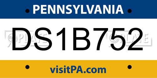 DS1B752 Pennsylvania License Plate