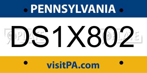 DS1X802 Pennsylvania License Plate