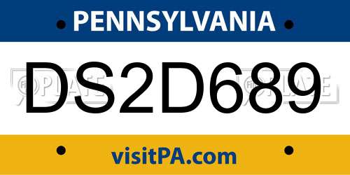 DS2D689 Pennsylvania License Plate