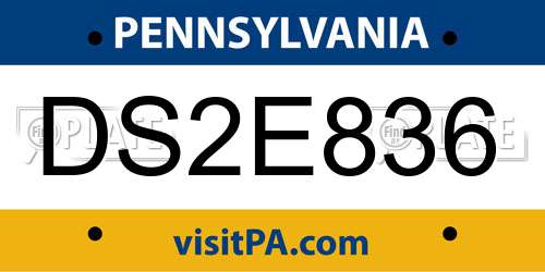 DS2E836 Pennsylvania License Plate