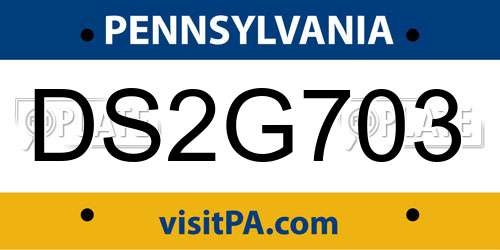 DS2G703 Pennsylvania License Plate