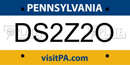 DS2Z2O Pennsylvania License Plate