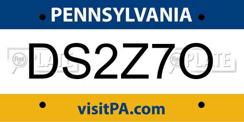 DS2Z7O Pennsylvania License Plate