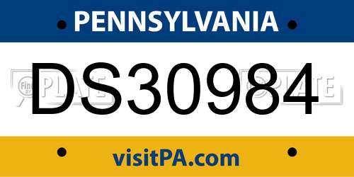 DS30984 Pennsylvania License Plate
