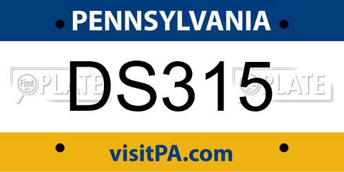DS315 Pennsylvania License Plate