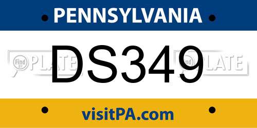 DS349 Pennsylvania License Plate