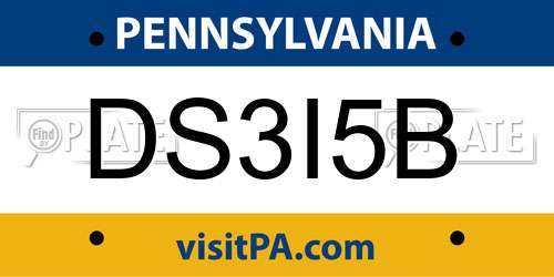 DS3I5B Pennsylvania License Plate
