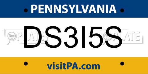 DS3I5S Pennsylvania License Plate