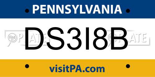 DS3I8B Pennsylvania License Plate