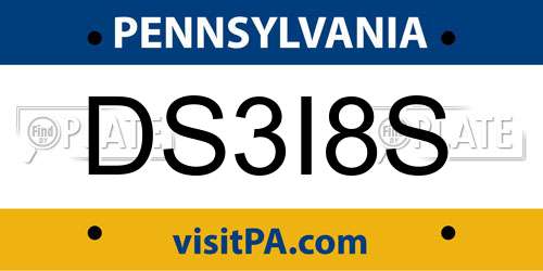 DS3I8S Pennsylvania License Plate