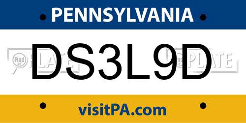DS3L9D Pennsylvania License Plate