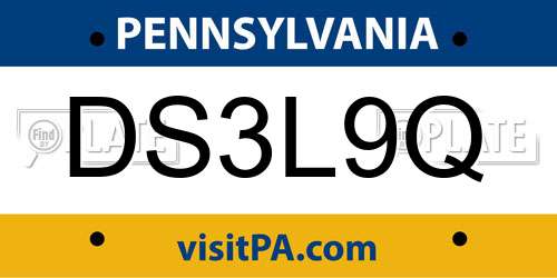 DS3L9Q Pennsylvania License Plate