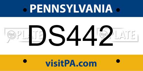 DS442 Pennsylvania License Plate