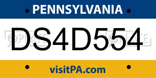 DS4D554 Pennsylvania License Plate