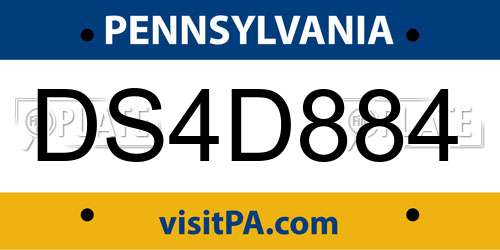 DS4D884 Pennsylvania License Plate