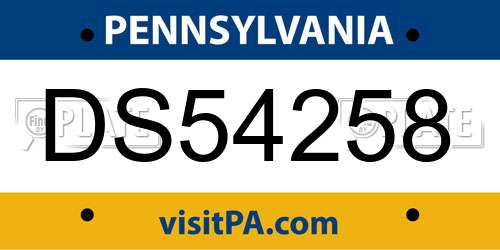 DS54258 Pennsylvania License Plate