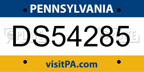 DS54285 Pennsylvania License Plate