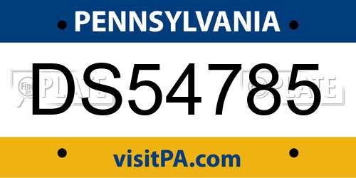 DS54785 Pennsylvania License Plate