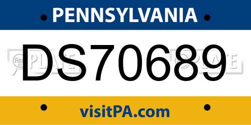 DS70689 Pennsylvania License Plate