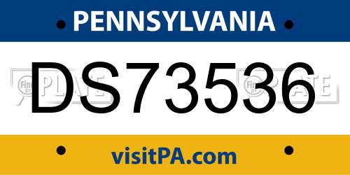 DS73536 Pennsylvania License Plate