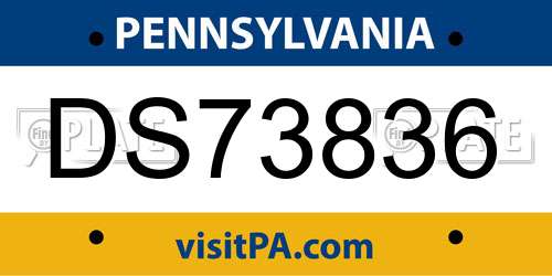 DS73836 Pennsylvania License Plate