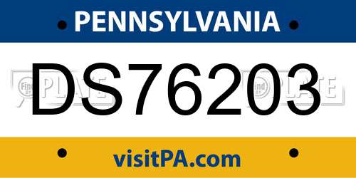 DS76203 Pennsylvania License Plate