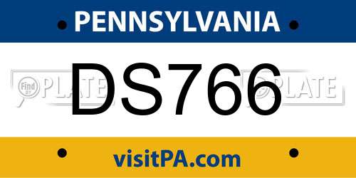 DS766 Pennsylvania License Plate
