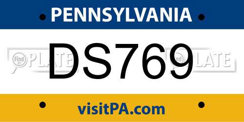 DS769 Pennsylvania License Plate