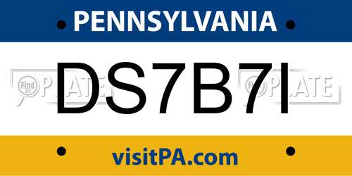 DS7B7I Pennsylvania License Plate