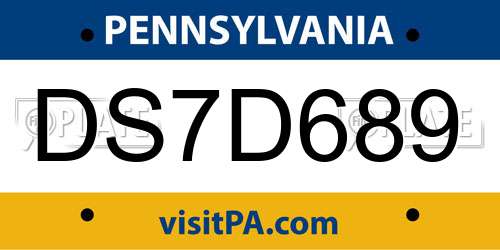 DS7D689 Pennsylvania License Plate
