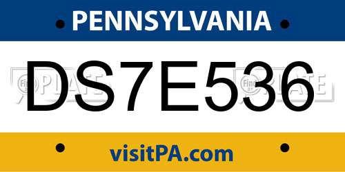 DS7E536 Pennsylvania License Plate