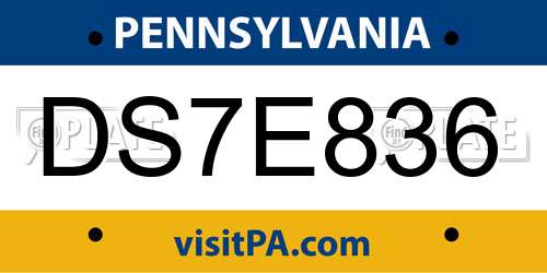 DS7E836 Pennsylvania License Plate