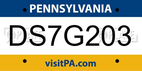DS7G203 Pennsylvania License Plate