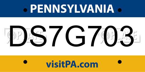 DS7G703 Pennsylvania License Plate