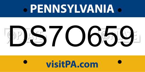DS7O659 Pennsylvania License Plate
