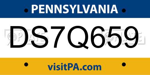 DS7Q659 Pennsylvania License Plate